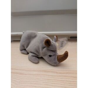 Vintage Ty‎ Beanie Babies Spike the Rhinoceros Plush Toy Zoo Kids Collectibles